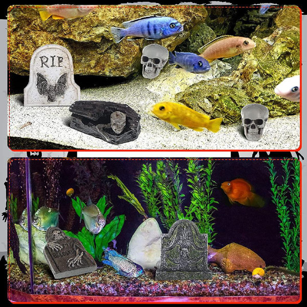 The Holiday Aisle® 9 Pieces Tombstones Fish Tank Decorations Scary